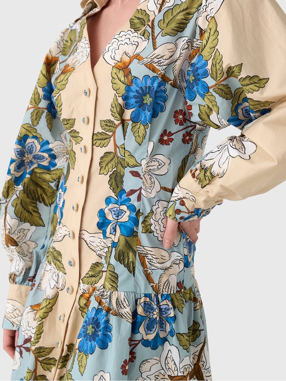 FARM RIO Women's Garden Scarf Long Sleeve Midi Dress XL - Picture 4 of 7